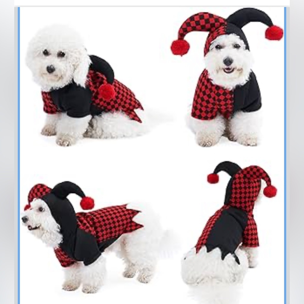 Red and Black Jester Dog Costume